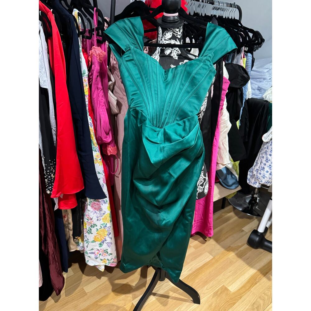 House of CB Teal Green Sculpted Midi Dress